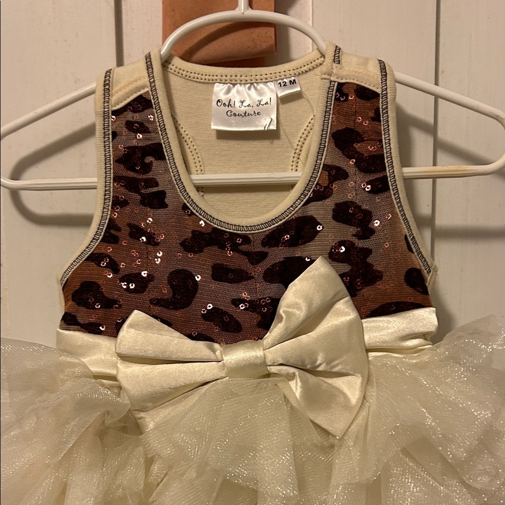 NWOT Ooh! La La! Couture Dance Costume Party Dress 12mo Sequin Animal Print Tutu